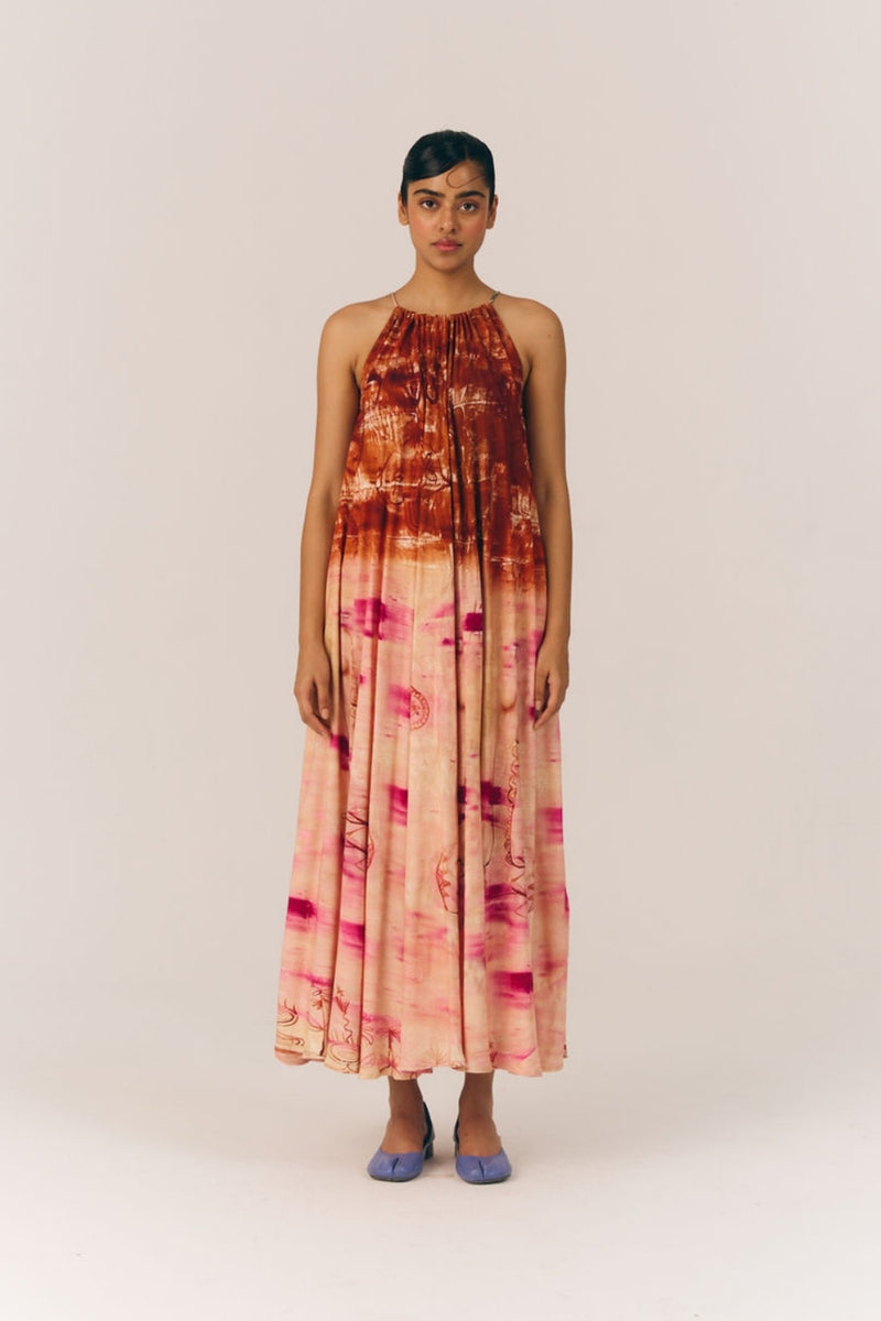 Circle Long Dress-Sai moss dress by CORD in multi-color for women Worldwide