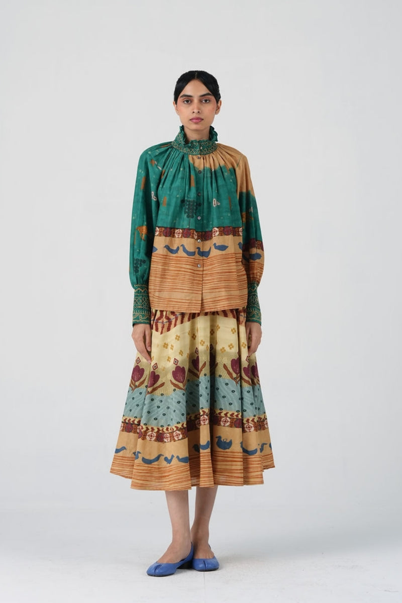 Farmer Set-Fresco cotton silk co-ord set by CORD in multi-color for women Worldwide