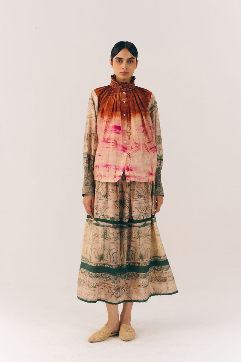Farmer Set-Sai cotton silk co-ord set by CORD in multi-color for women Worldwide