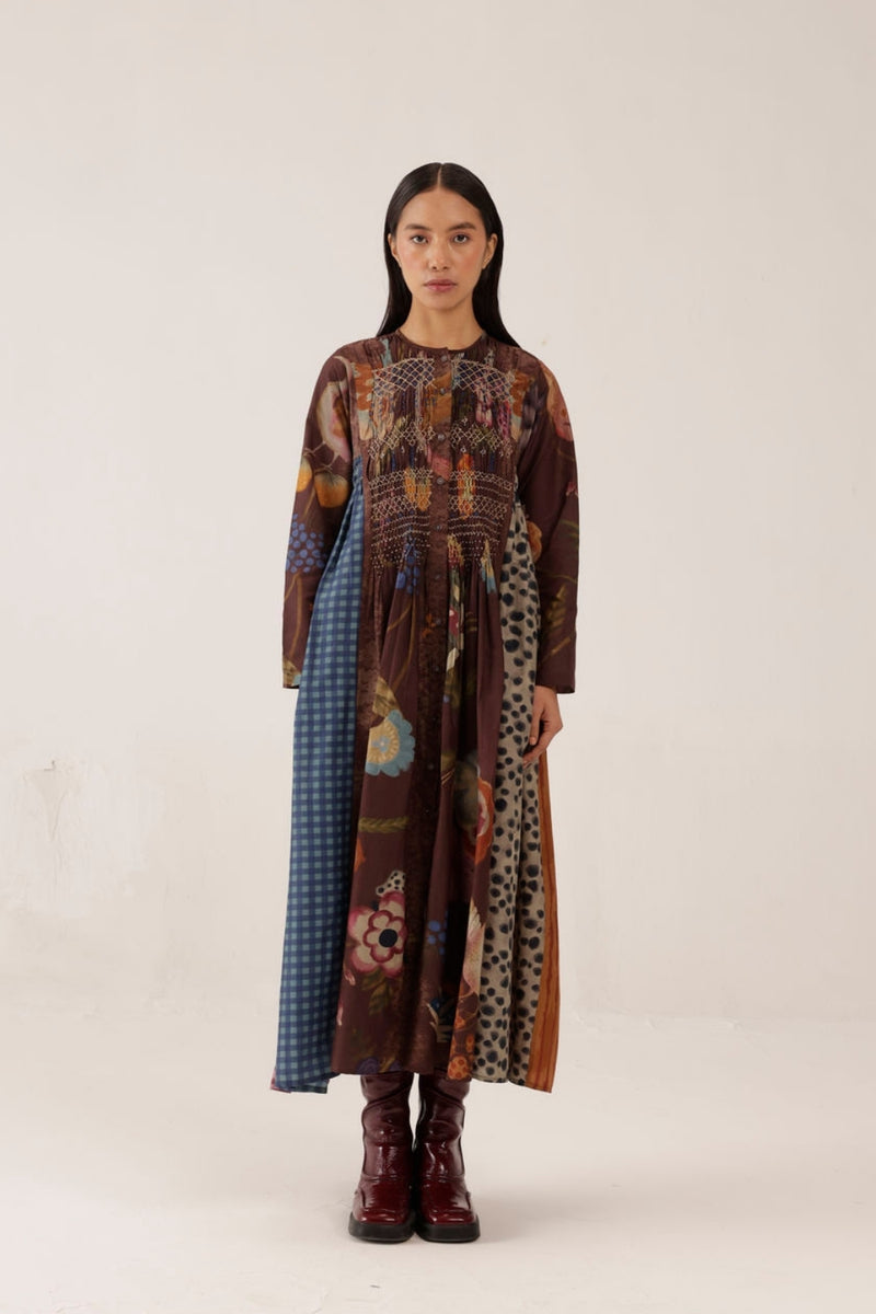 Frida Dress-Floret cotton silk dress by CORD in multi-color for women Worldwide