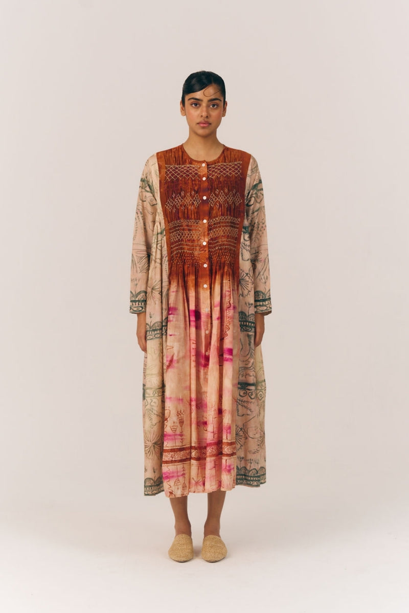 Frida Dress-Sai cotton silk dress by CORD in multi-color for women Worldwide