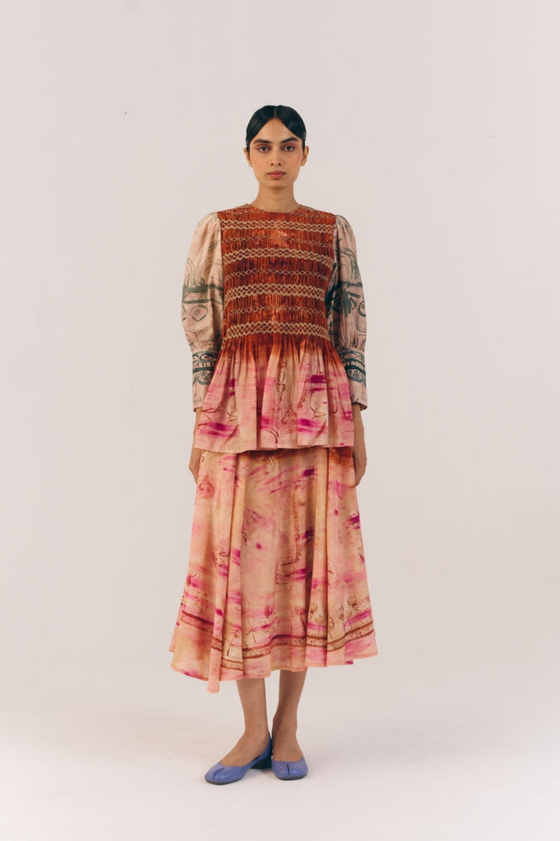 Gaia Set-Sai cotton silk co-ord set by CORD in multi-color for women Worldwide