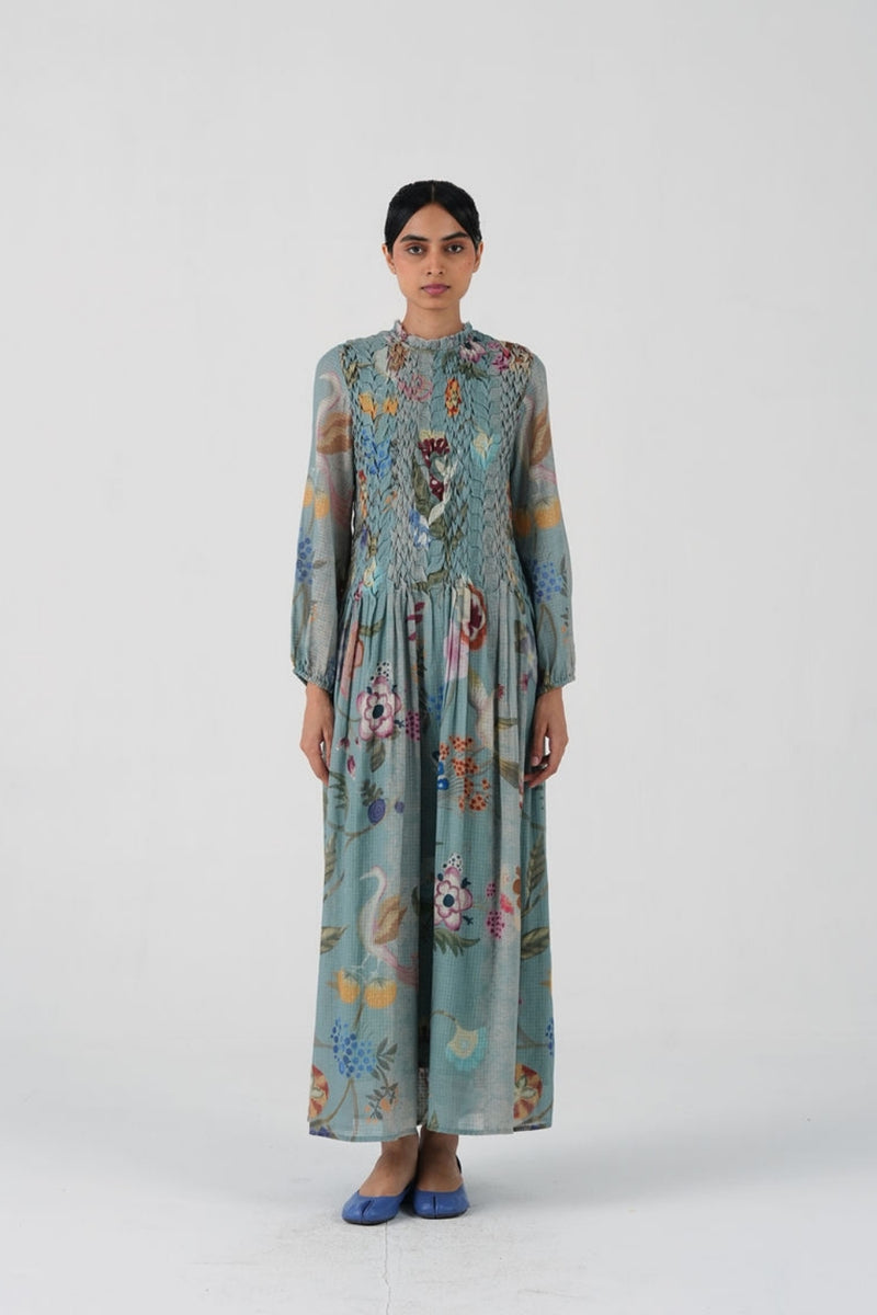 June Dress-Blue Floret