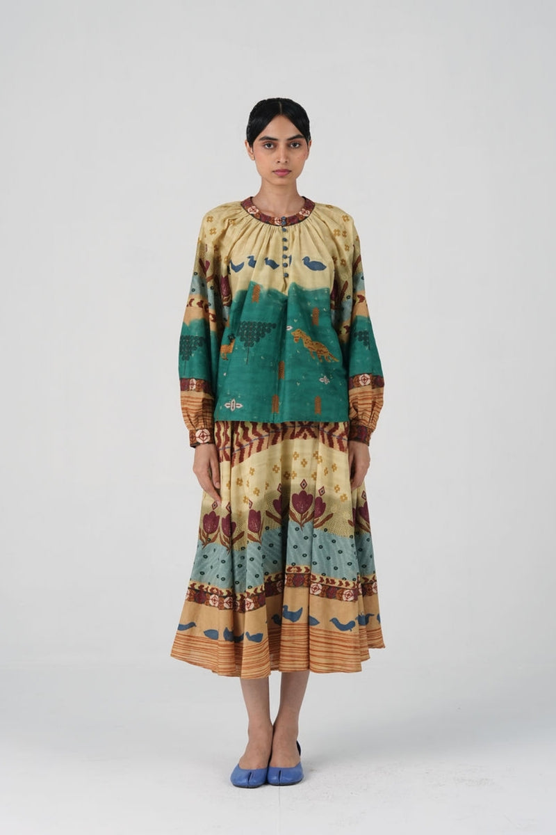 Lido Set-Fresco cotton, cotton silk co-ord set by CORD in multi-color for women Worldwide
