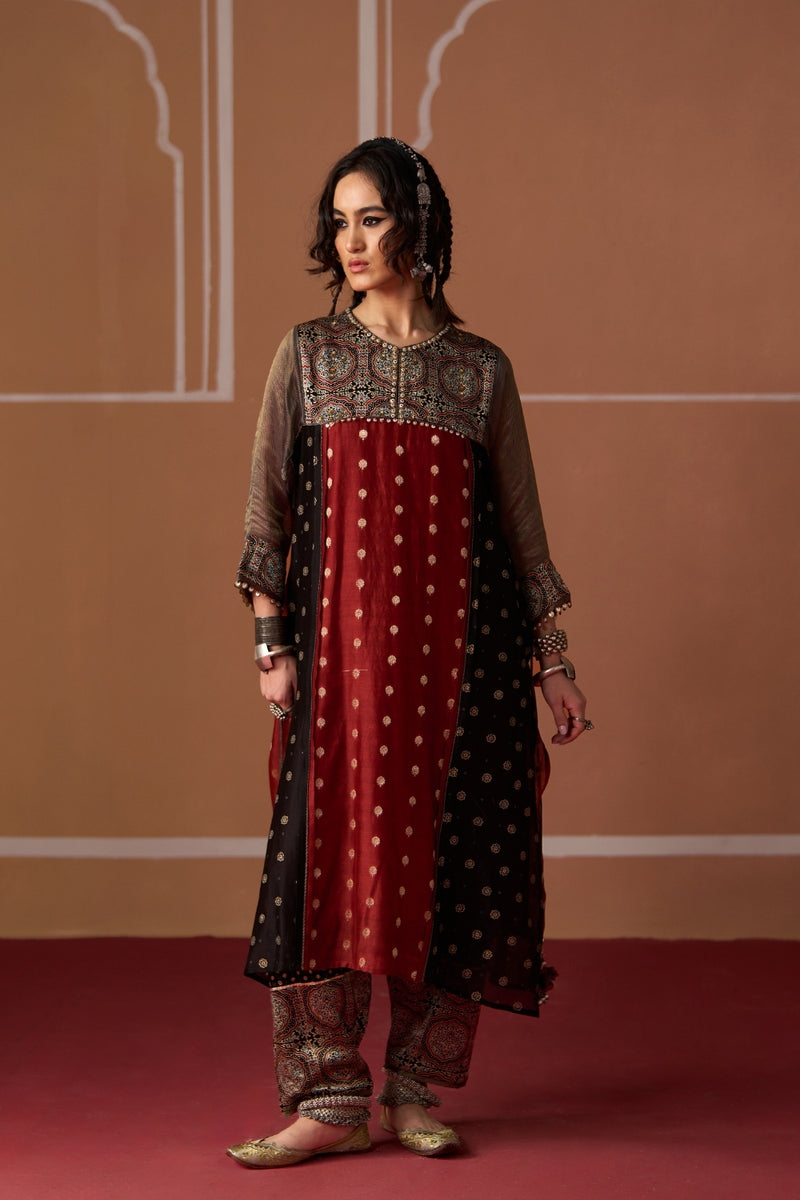 Aditi Kurta chanderi indo-western by SWATTI KAPOOR in multi-color for women Worldwide