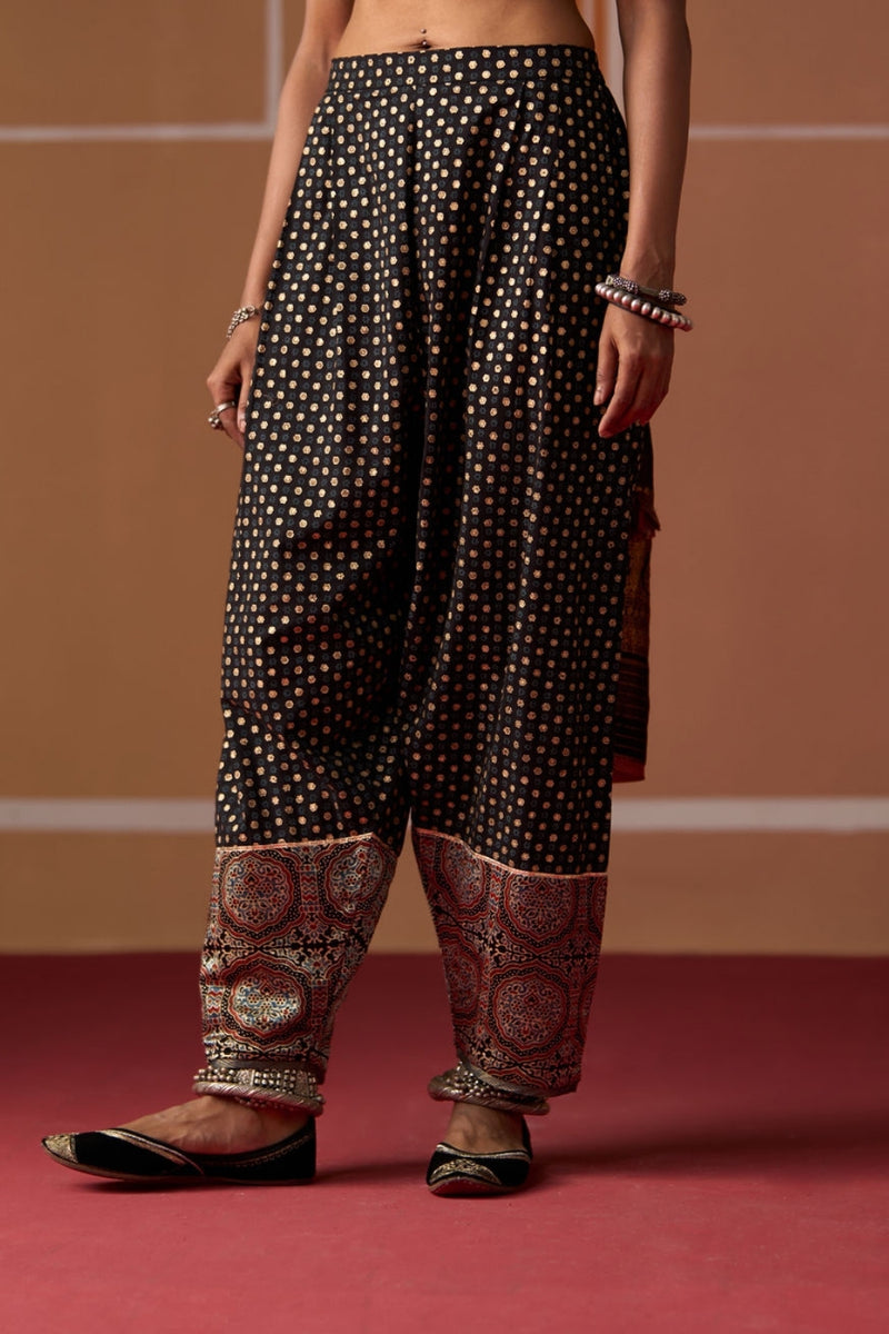Gargi Salwar cotton pyjama/salwar by SWATTI KAPOOR in black for women Worldwide
