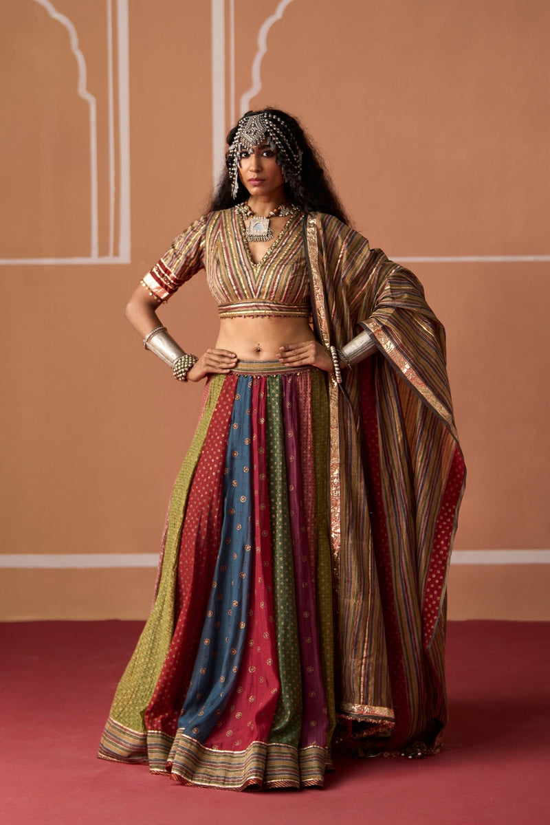 Kashi Skirt chanderi indo-western by SWATTI KAPOOR in multi-color for women Worldwide