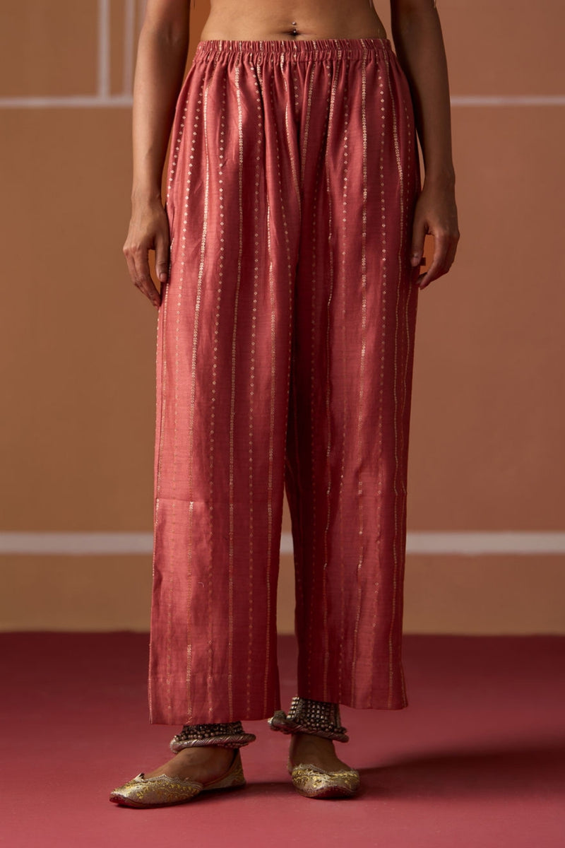 Malaika Pant chanderi pyjama/salwar by SWATTI KAPOOR in peach for women Worldwide