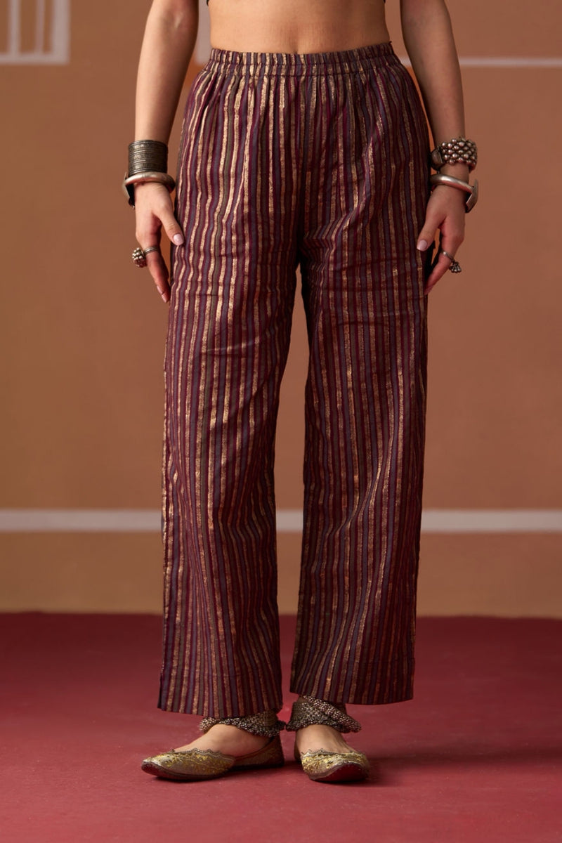 Vyom Pant cotton pyjama/salwar by SWATTI KAPOOR in plum for women Worldwide