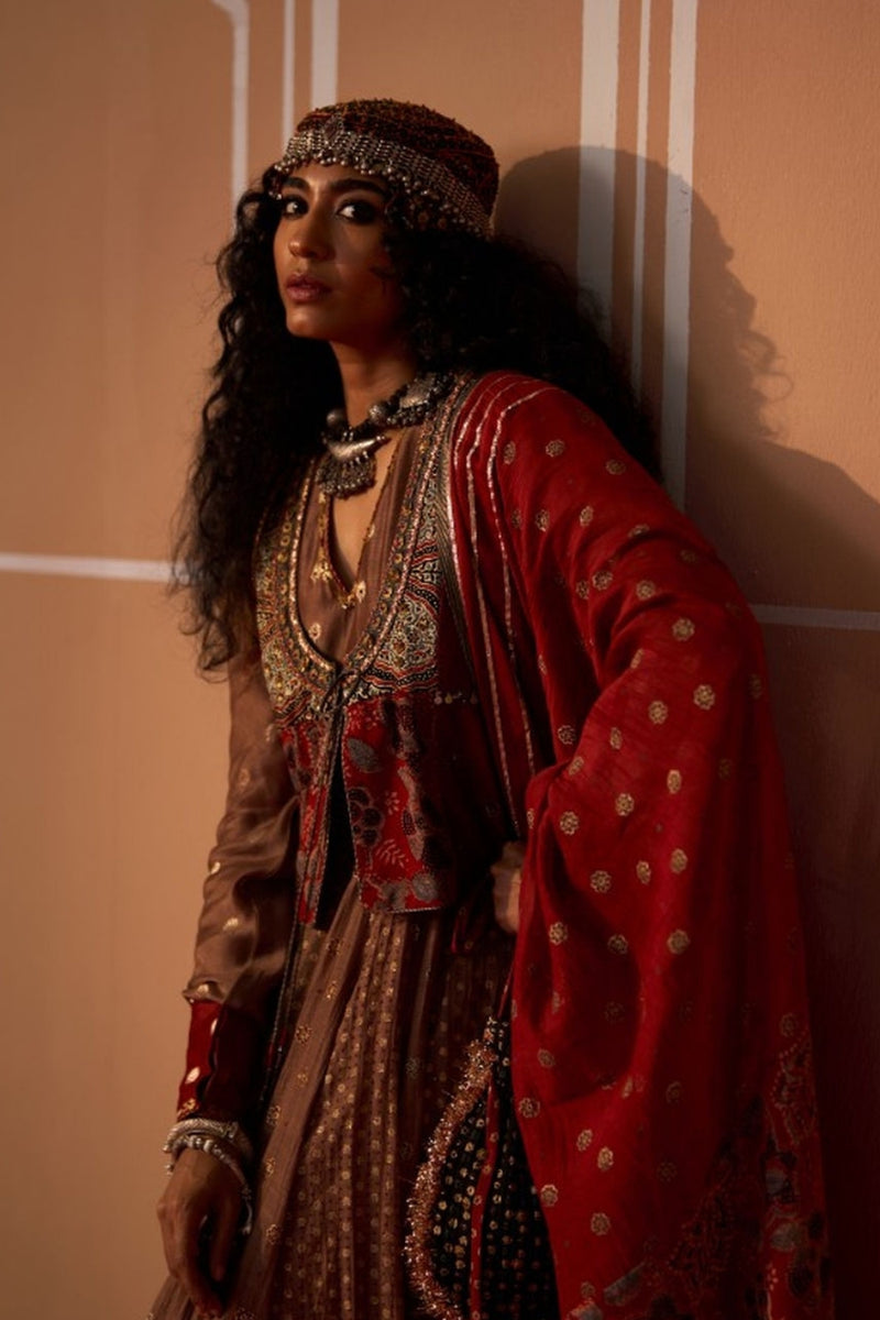 Fari Dupatta chanderi dupatta by SWATTI KAPOOR in rust for women Worldwide
