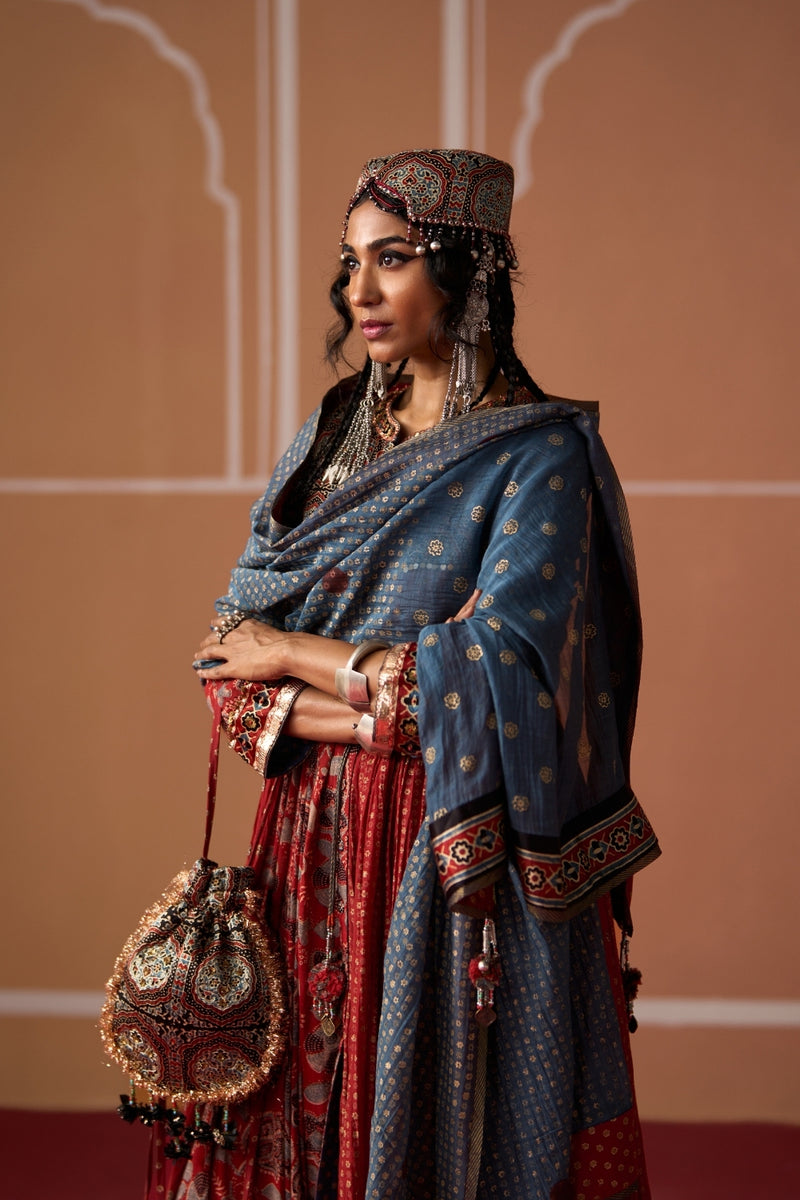 Tejas Dupatta chanderi dupatta by SWATTI KAPOOR in blue for women Worldwide