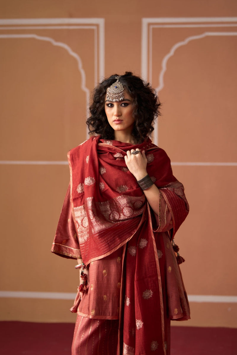 Yash Dupatta banarasi dupatta by SWATTI KAPOOR in rust for women Worldwide
