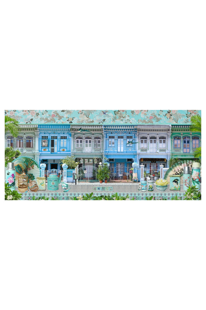 Singapore Shophouses In Heritage Blues & Greens