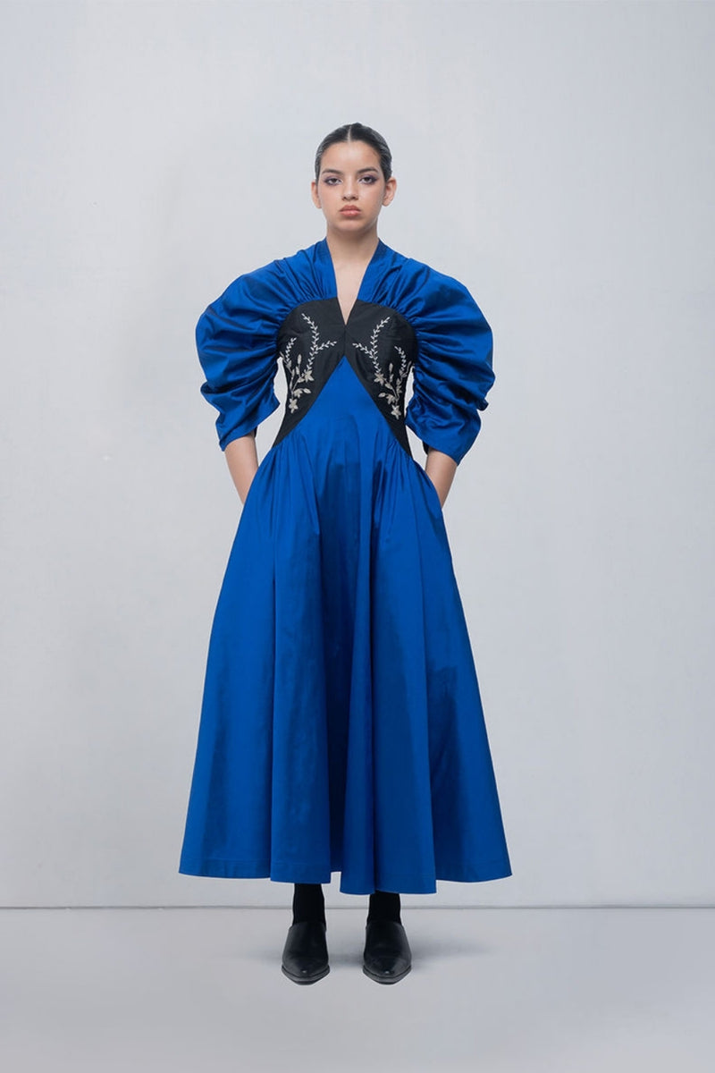 Yaren Dress viscose by Leh Studios in blue, black for women Worldwide