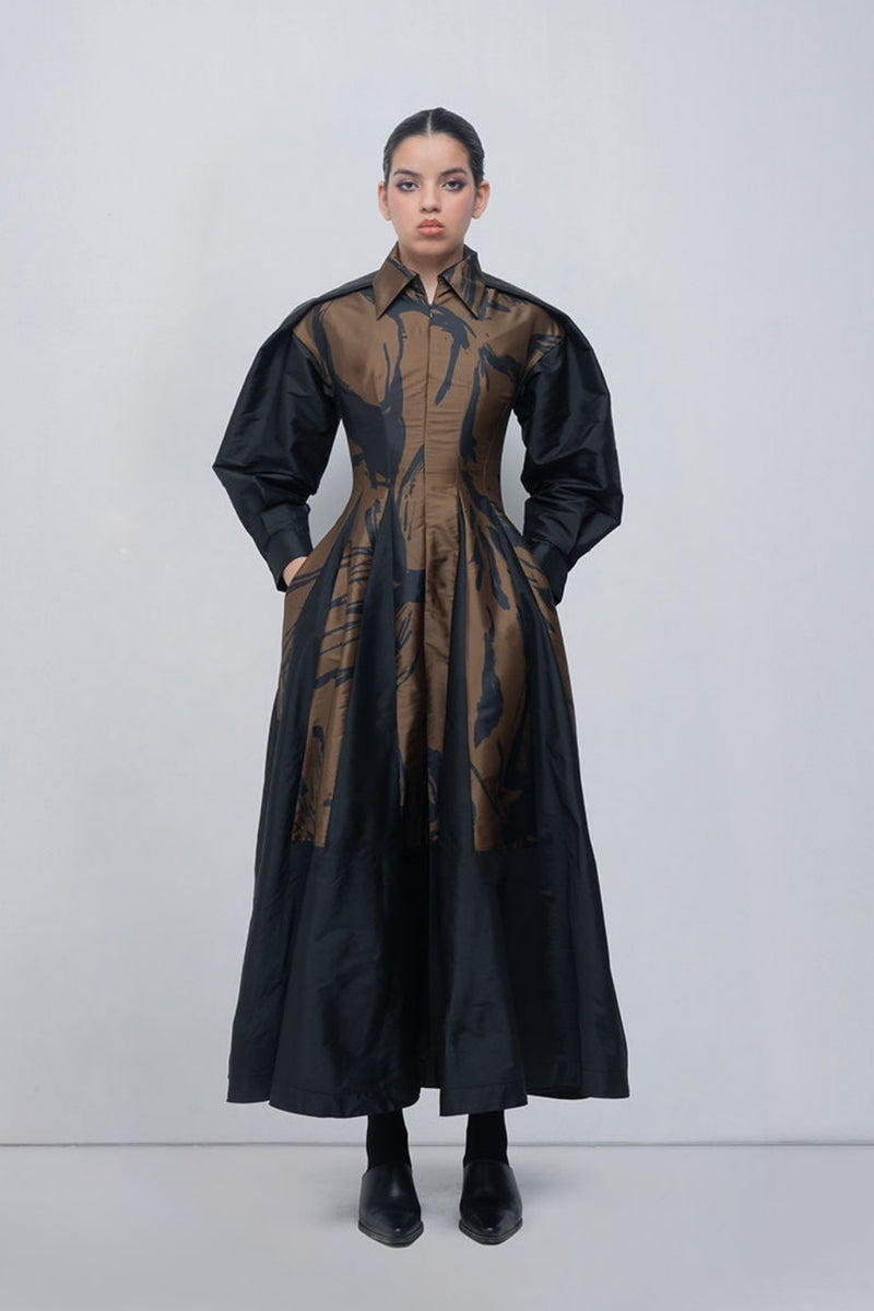 Vera Dress viscose by Leh Studios in olive, black for women Worldwide