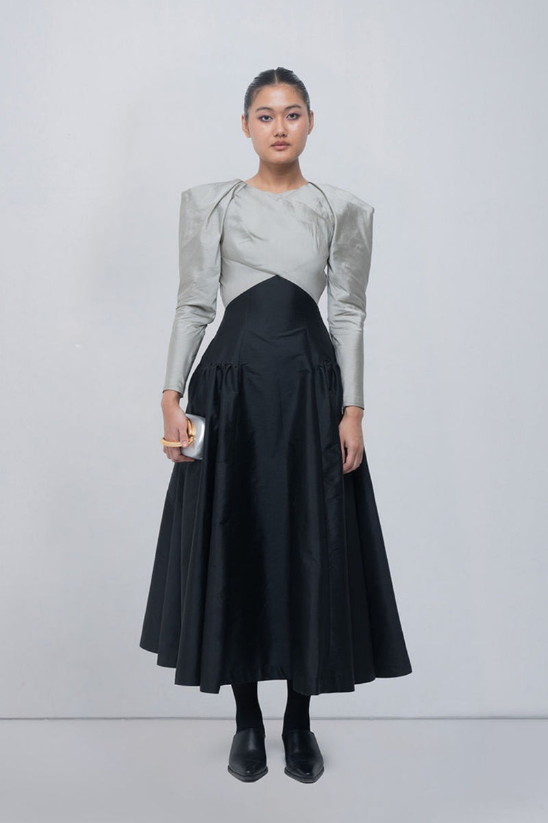 Soraya Dress viscose by Leh Studios in silver, black for women Worldwide