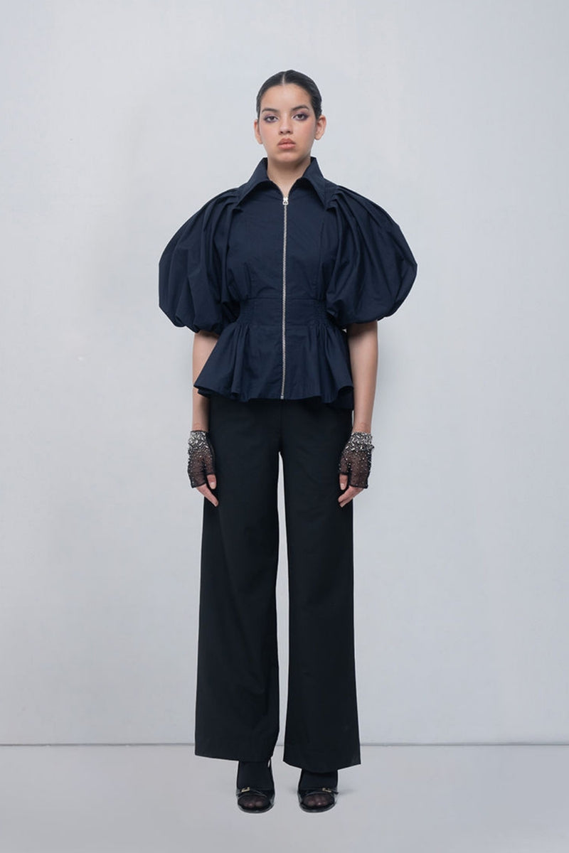Poppy Top cotton top/shirt by Leh Studios in blue for women Worldwide