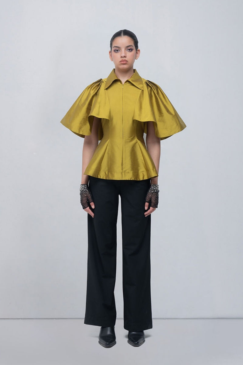 Par Top viscose top/shirt by Leh Studios in y.green for women Worldwide