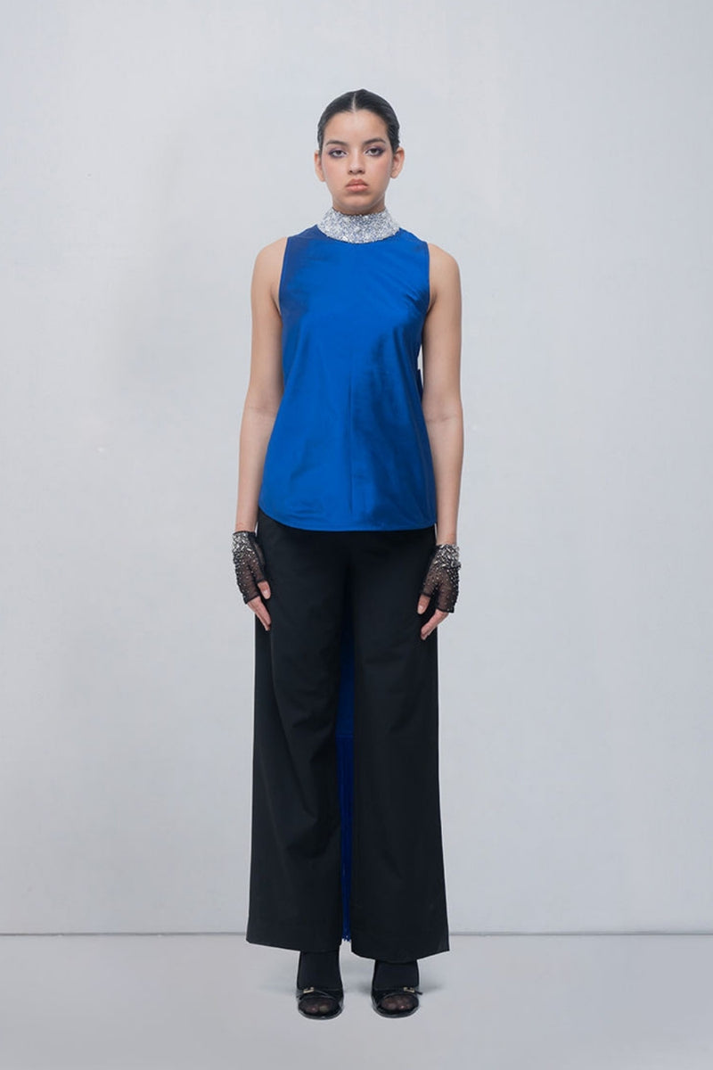 Ondine Top viscose top/shirt by Leh Studios in blue for women Worldwide