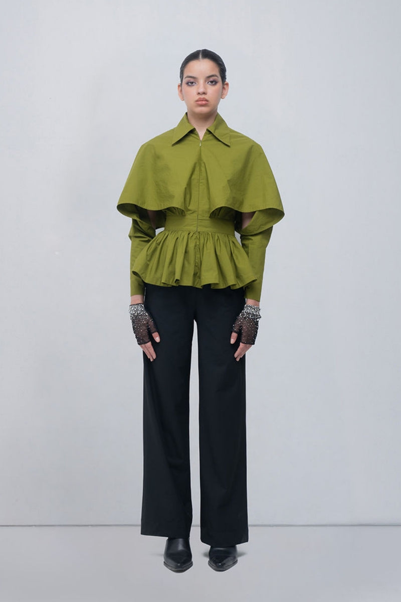 Ninon Top cotton top/shirt by Leh Studios in acid green for women Worldwide
