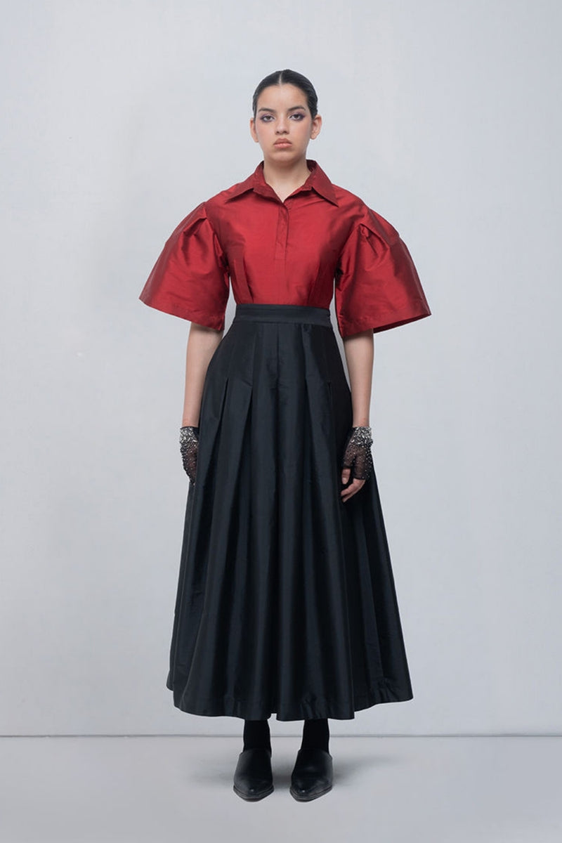Meego Dress viscose by Leh Studios in red, black for women Worldwide