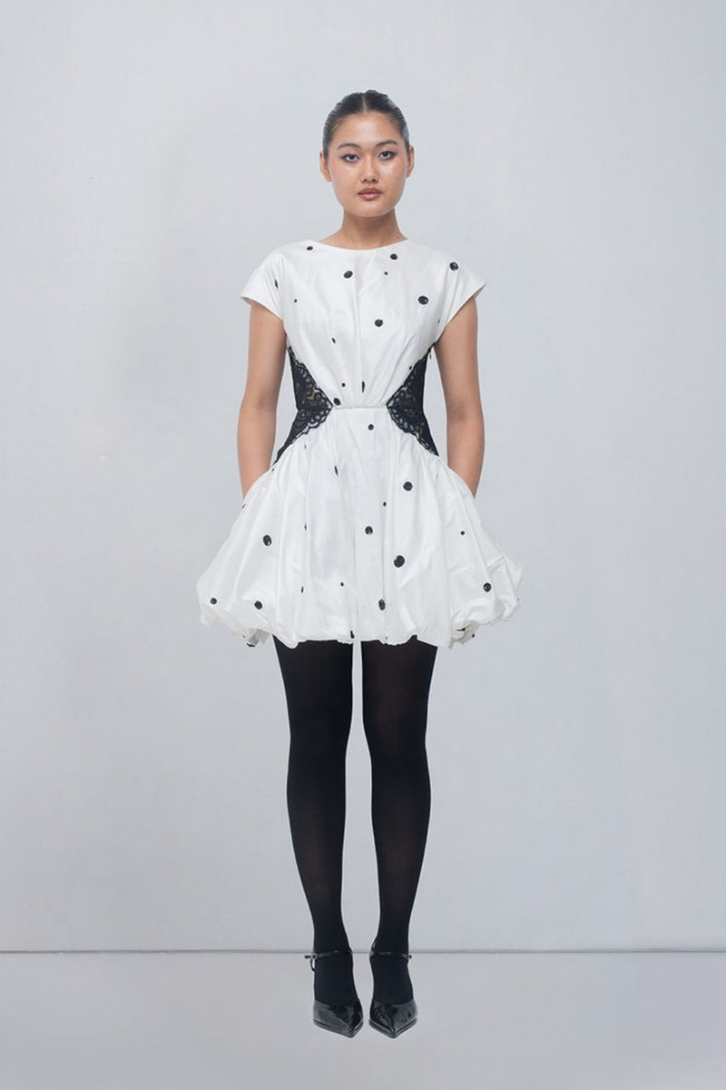 Manta Dress viscose by Leh Studios in ivory, black for women Worldwide