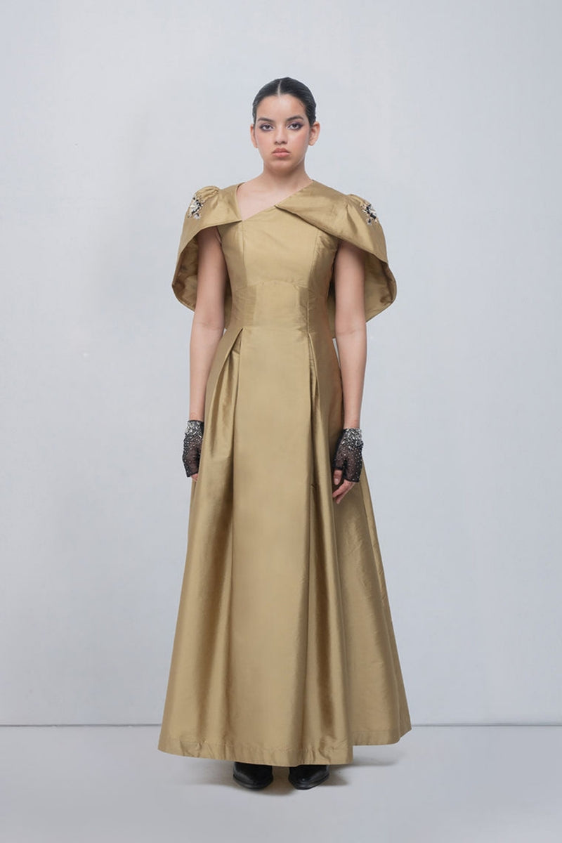 Flavia Dress viscose by Leh Studios in golden for women Worldwide