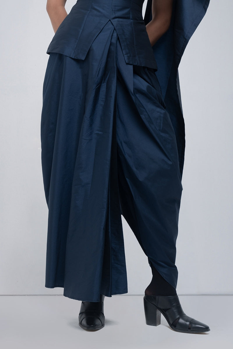 Fiona Draped Pant viscose pants and trousers by Leh Studios in blue for women Worldwide