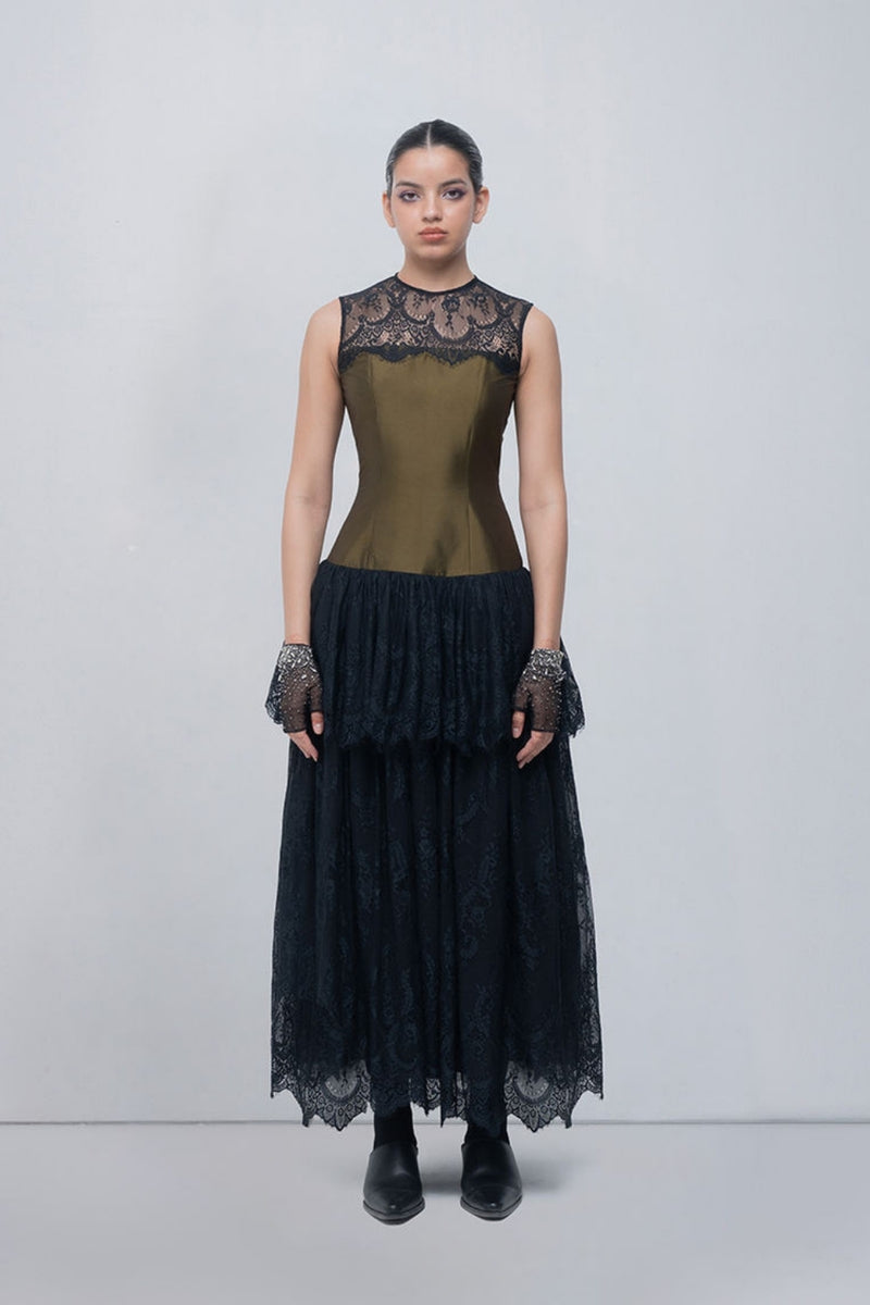 Faye Dress viscose by Leh Studios in olive, black for women Worldwide