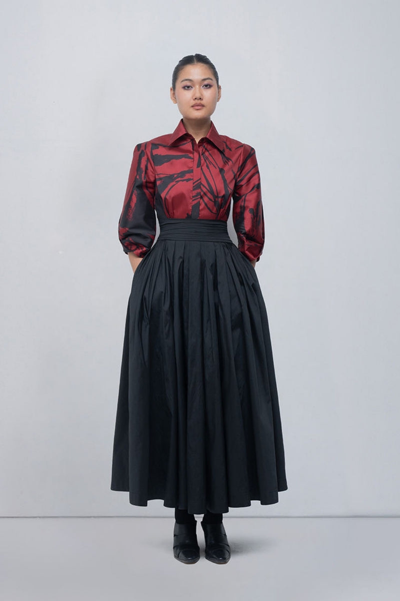 Daphne Dress viscose by Leh Studios in red, black for women Worldwide