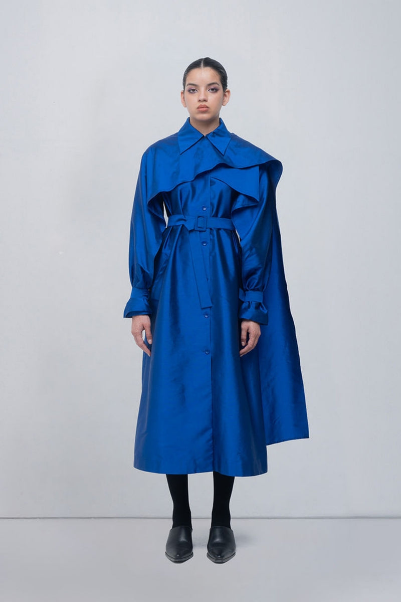 Cleo Trench viscose by Leh Studios in blue for women Worldwide
