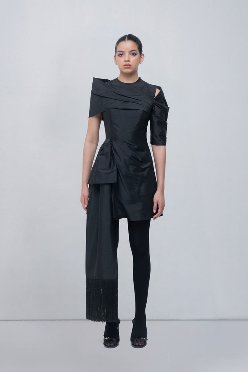Amary Draped Dress viscose by Leh Studios in black for women Worldwide