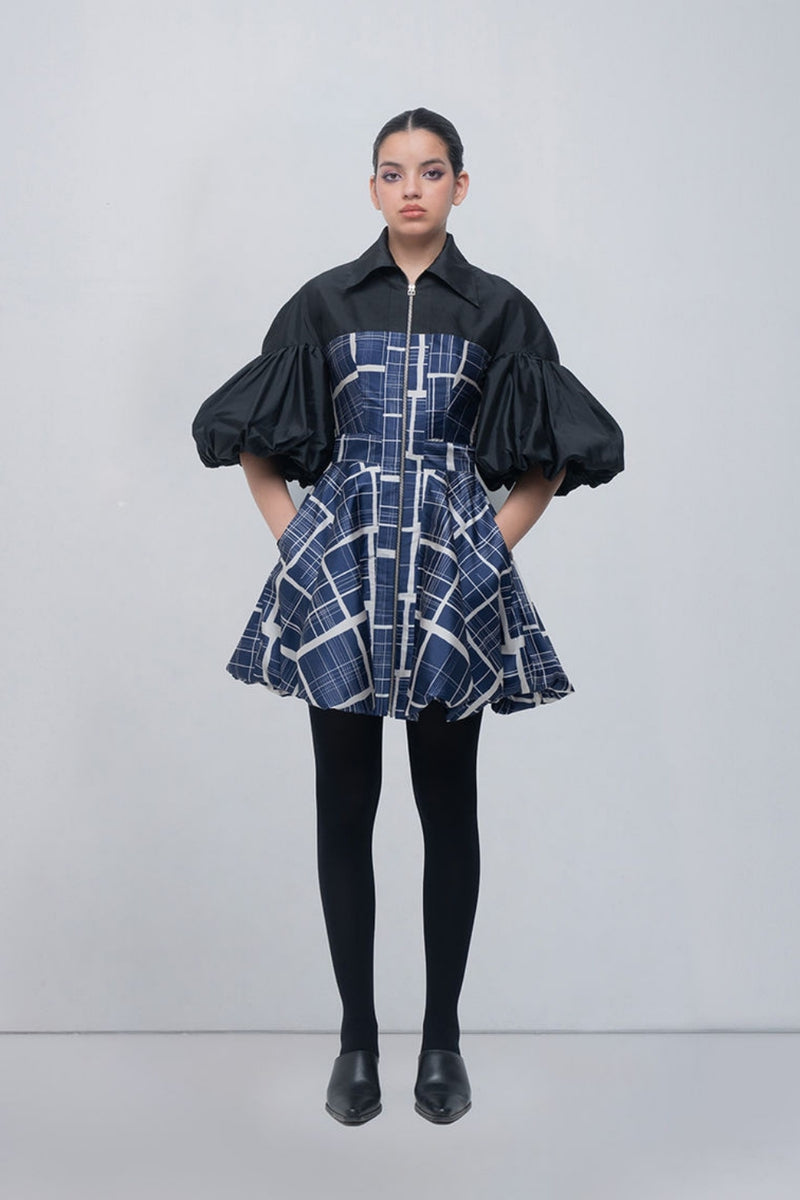 Agatha Dress viscose by Leh Studios in black, blue/beige for women Worldwide