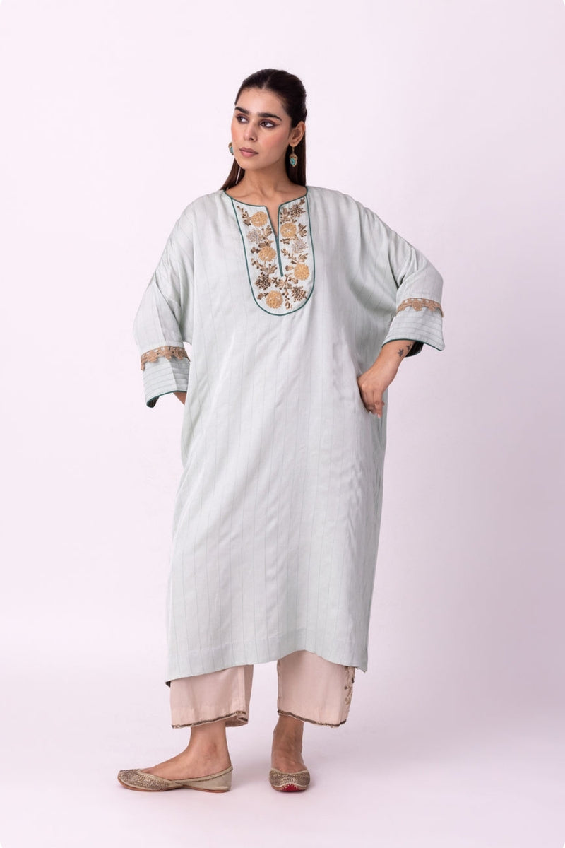 Vakila Kaftan linen blend indo-western by Shades of India in blue for women Worldwide