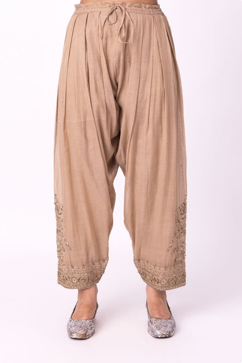 Vaj Salwar tissue pyjama/salwar by Shades of India in stone for women Worldwide