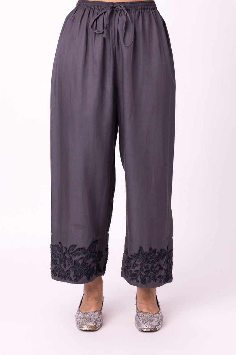 Neelra Pyjama silk cotton satin pyjama/salwar by Shades of India in charcoal for women Worldwide