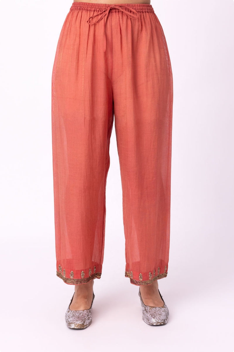 Karalika Pyjama tissue pyjama/salwar by Shades of India in red for women Worldwide
