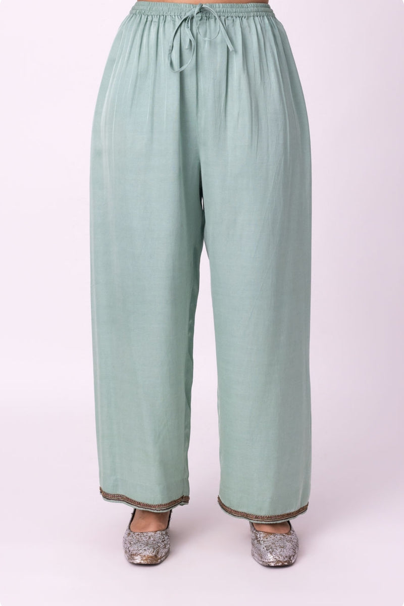 Isha Pyjama-Haze linen blend pyjama/salwar by Shades of India in blue for women Worldwide