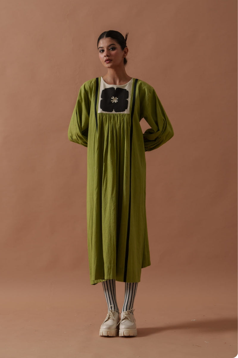 Primrose Dress handwoven cotton dress by Stoique in green, black for women Worldwide