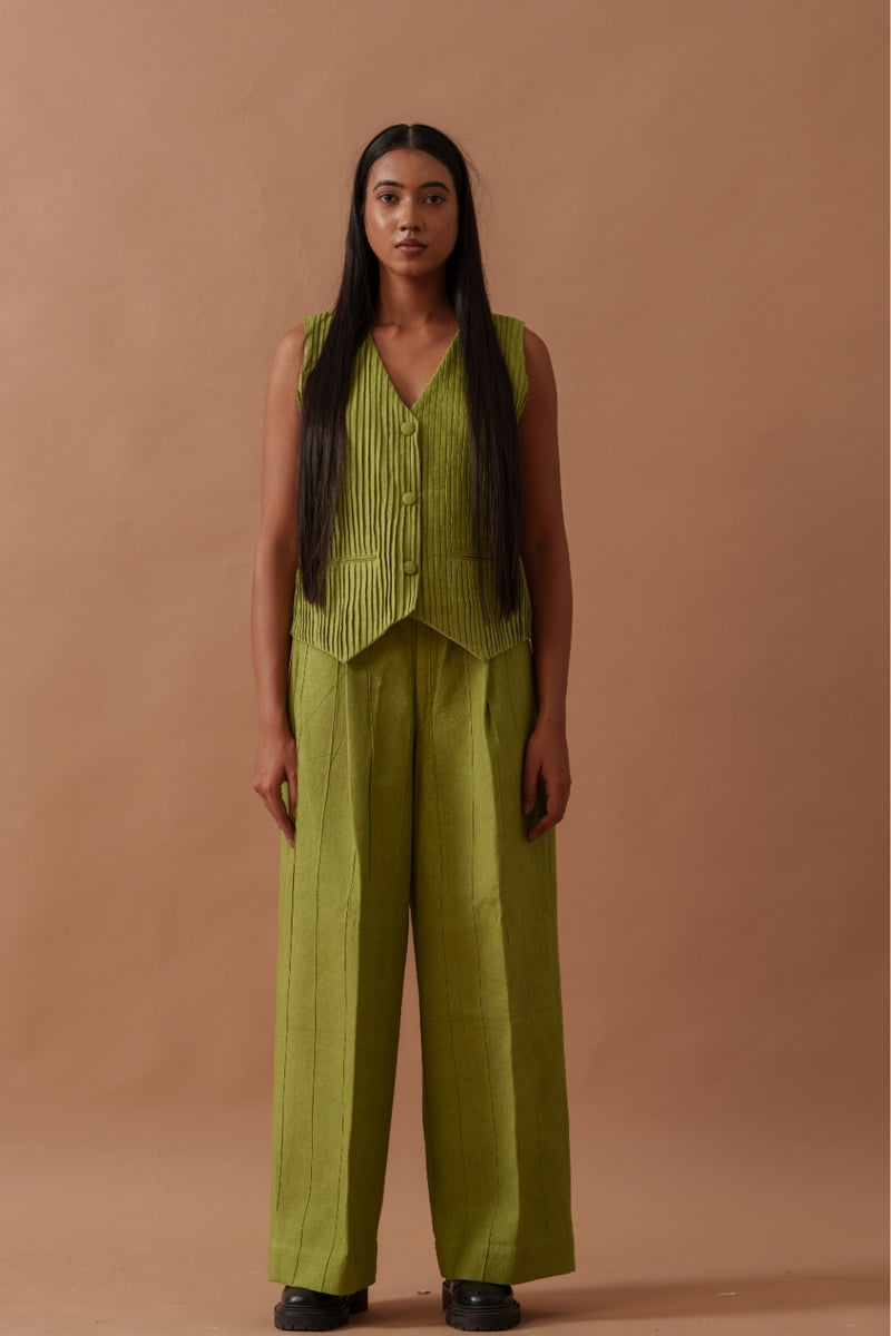 Sunflower Pants handwoven cotton pant/trouser by Stoique in green for women Worldwide