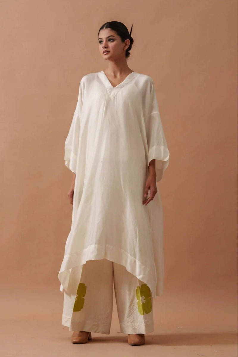 Snowdrop Pants handwoven cotton pant/trouser by Stoique in natural, green for women Worldwide
