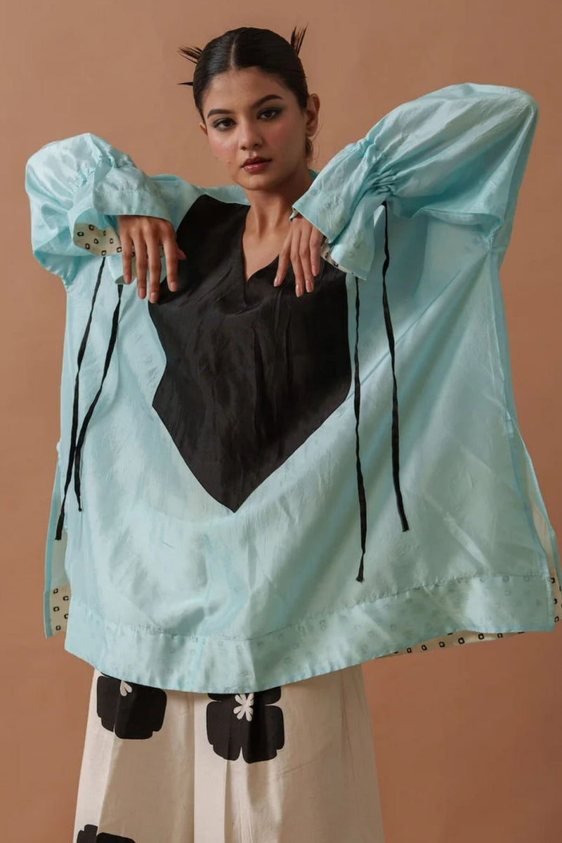 Blush Top upada silk top/shirt by Stoique in blue, black for women Worldwide