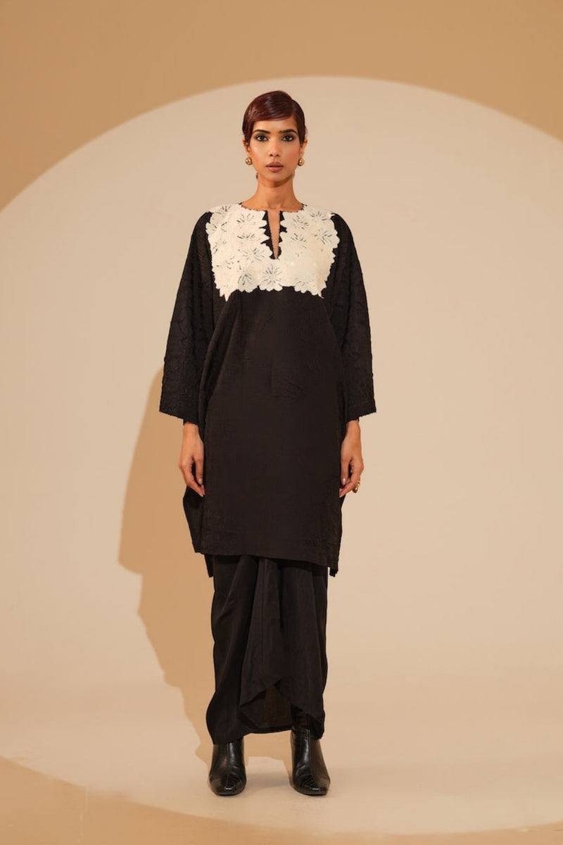 Found Skirt-Black mysore silk skirt by Stoique in black for women Worldwide