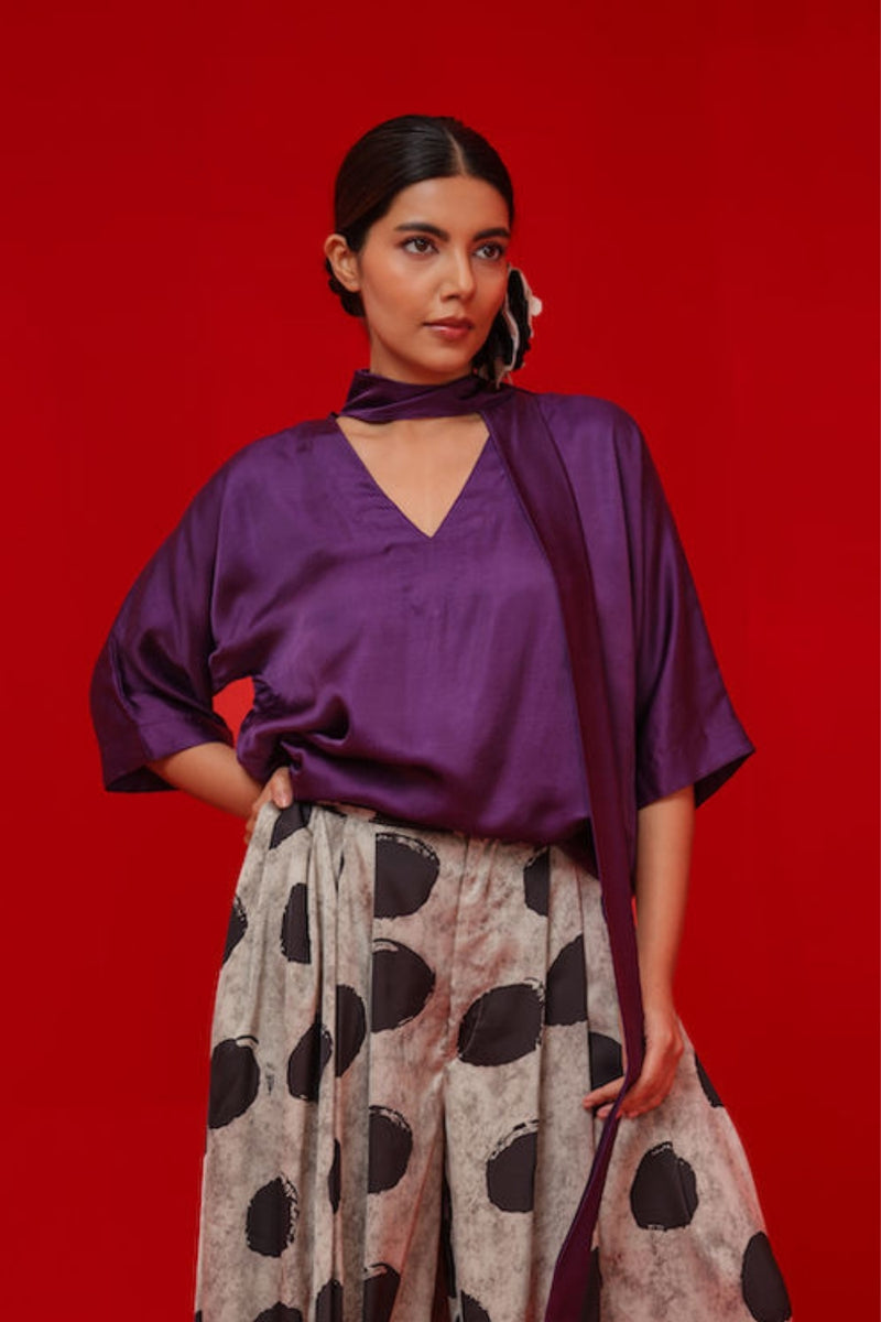 Discover Top-Aubergine satin top/shirt by Stoique in purple for women Worldwide