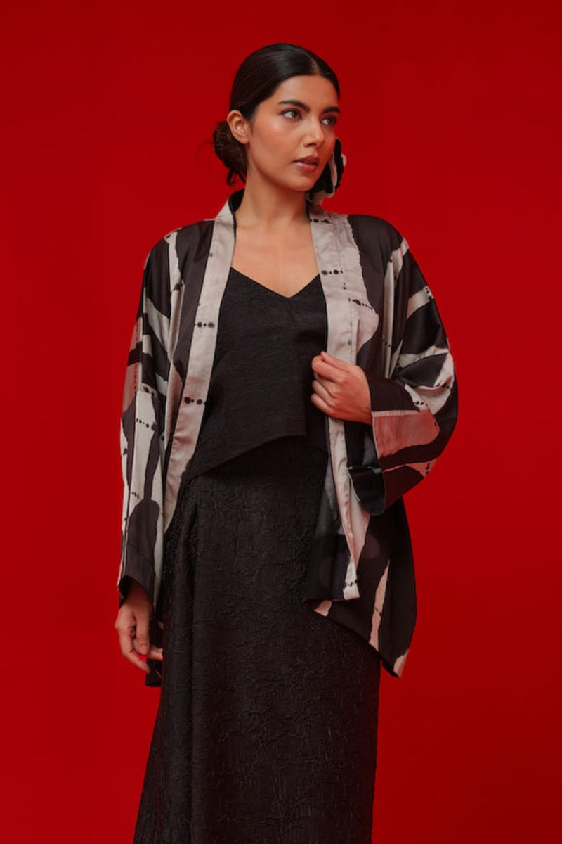 Eclipse Top-Black crushed silk top/shirt by Stoique in black for women Worldwide