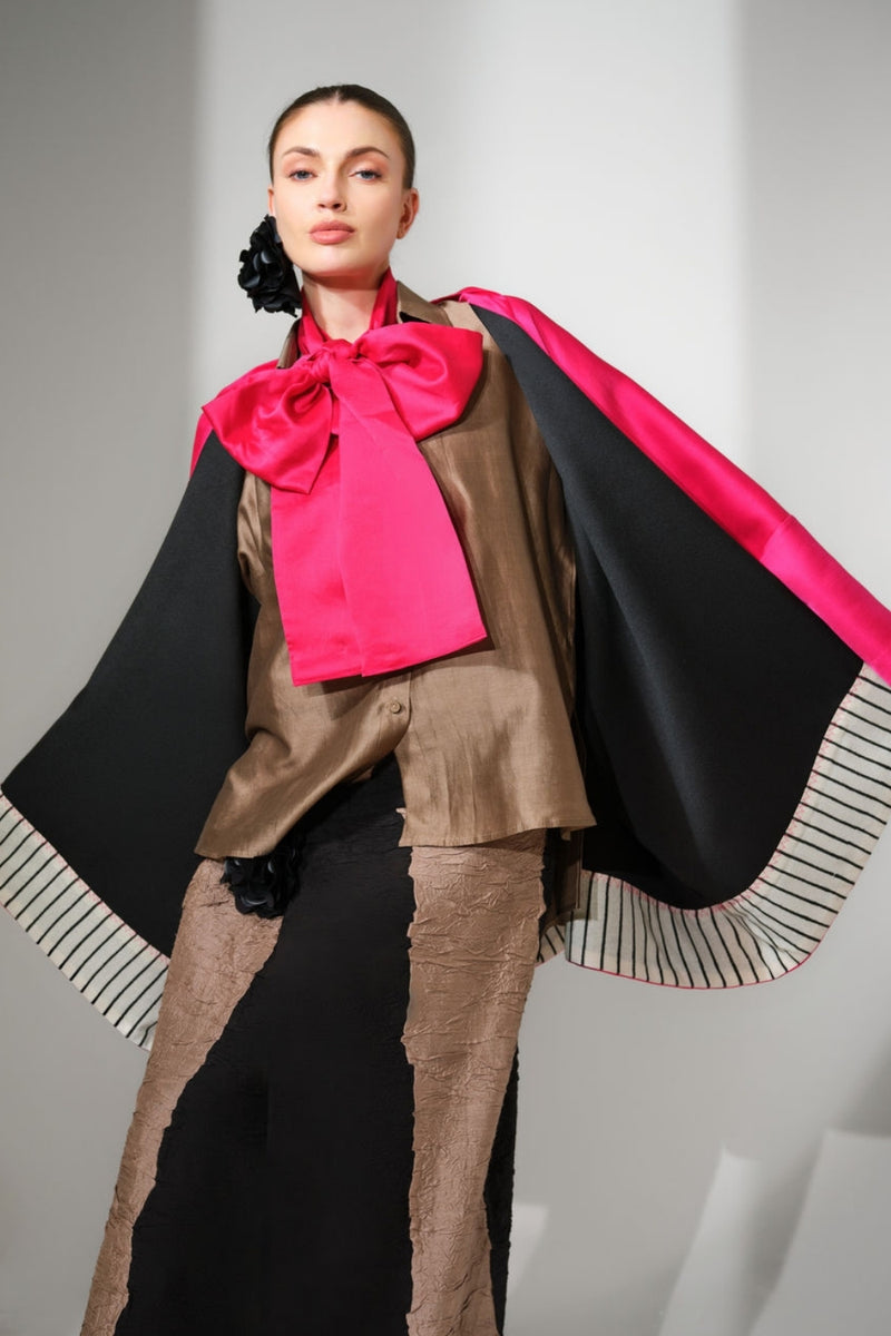 Chi Jacket-Pink satin jacket/overlay by Stoique in pink for women Worldwide