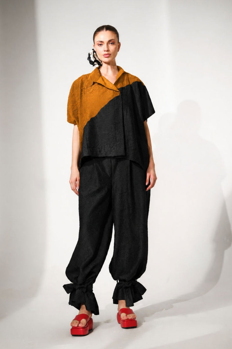 Grain Pants-Grey crushed silk pant/trouser by Stoique in grey for women Worldwide