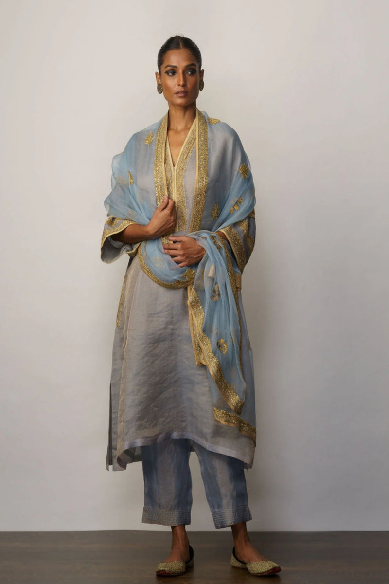Mahtab' Banarasi tissue phiran kurta/kurta set by Malika Mathur for women Worldwide