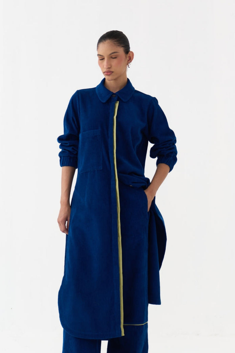 Everyday U-Hem Tunic-Cobalt Blue corduroy tunics and kaftans by THREE in blue for women Worldwide