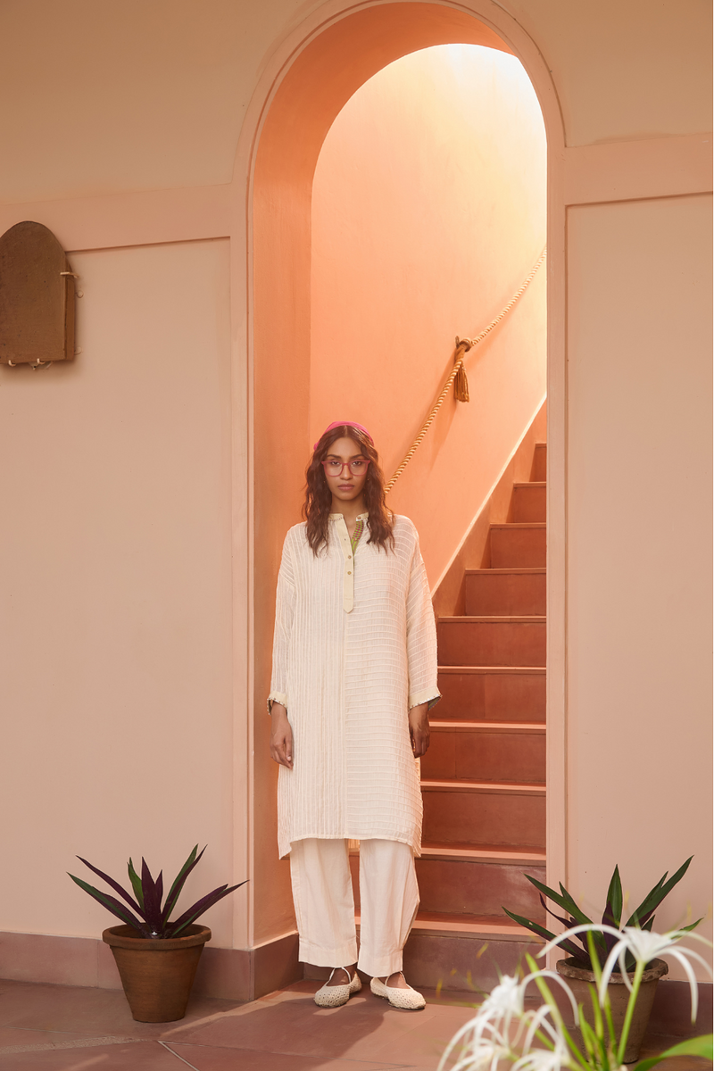 GABIR PANT-IVORY 100% cotton by SWATTI KAPOOR in ivory color for women Worldwide
